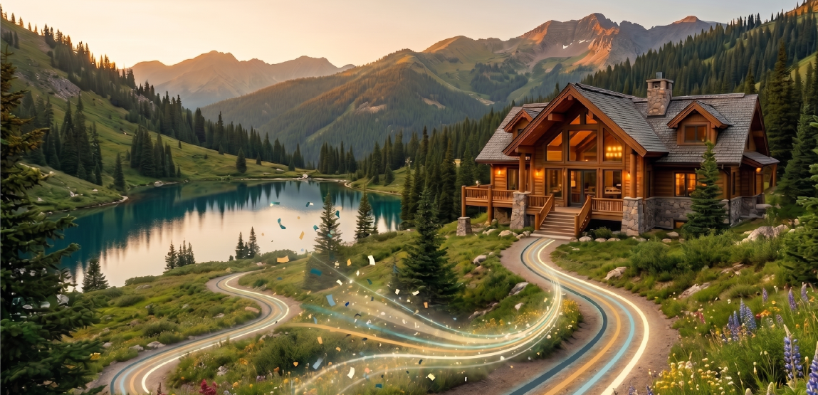 path to lakefront vacation rental in mountains